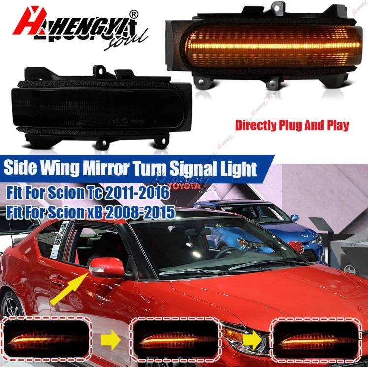 Smoked LED Sequential Turn Signal Mirror Light for Scion tC (2011–2016), xB (2008–2015)