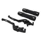 Black Extendable Brake Clutch Levers Grips Set for Suzuki DL1000 (2002-2023)