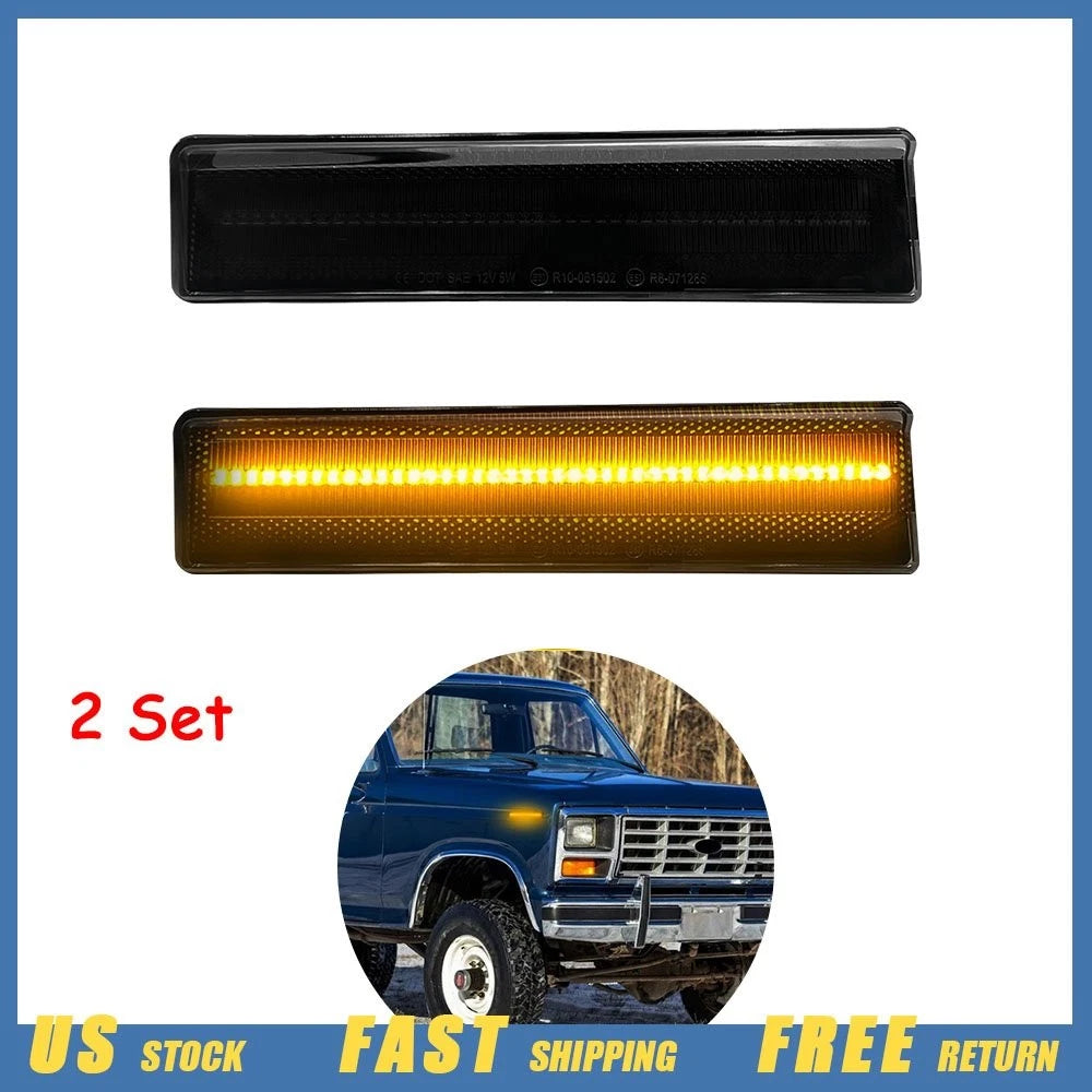 Set of 2 Front Fender Amber LED Marker Lights for Ford Bronco F150 F250 F350 (1980–1986)
