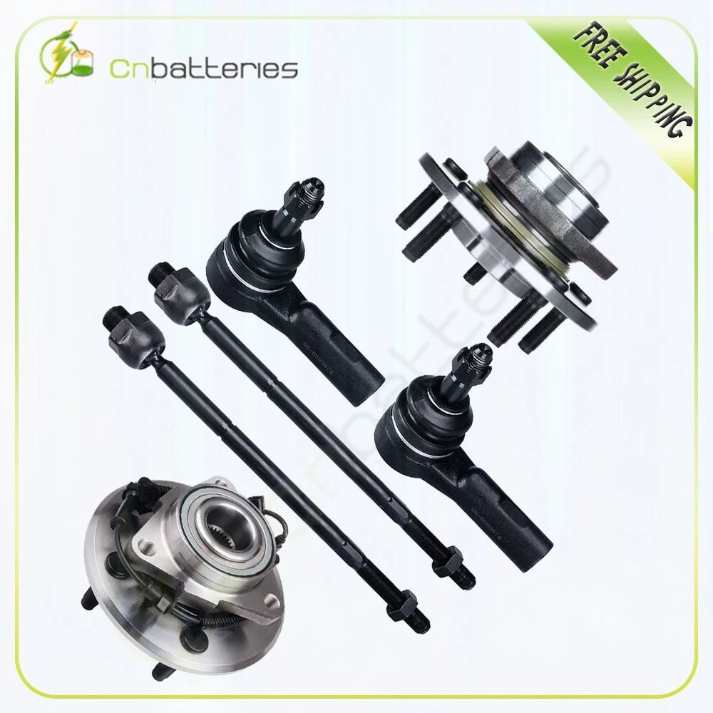 Set of 6 Wheel Bearings & Hubs + Tie Rods for Dodge Ram 1500 2WD (2006–2008)