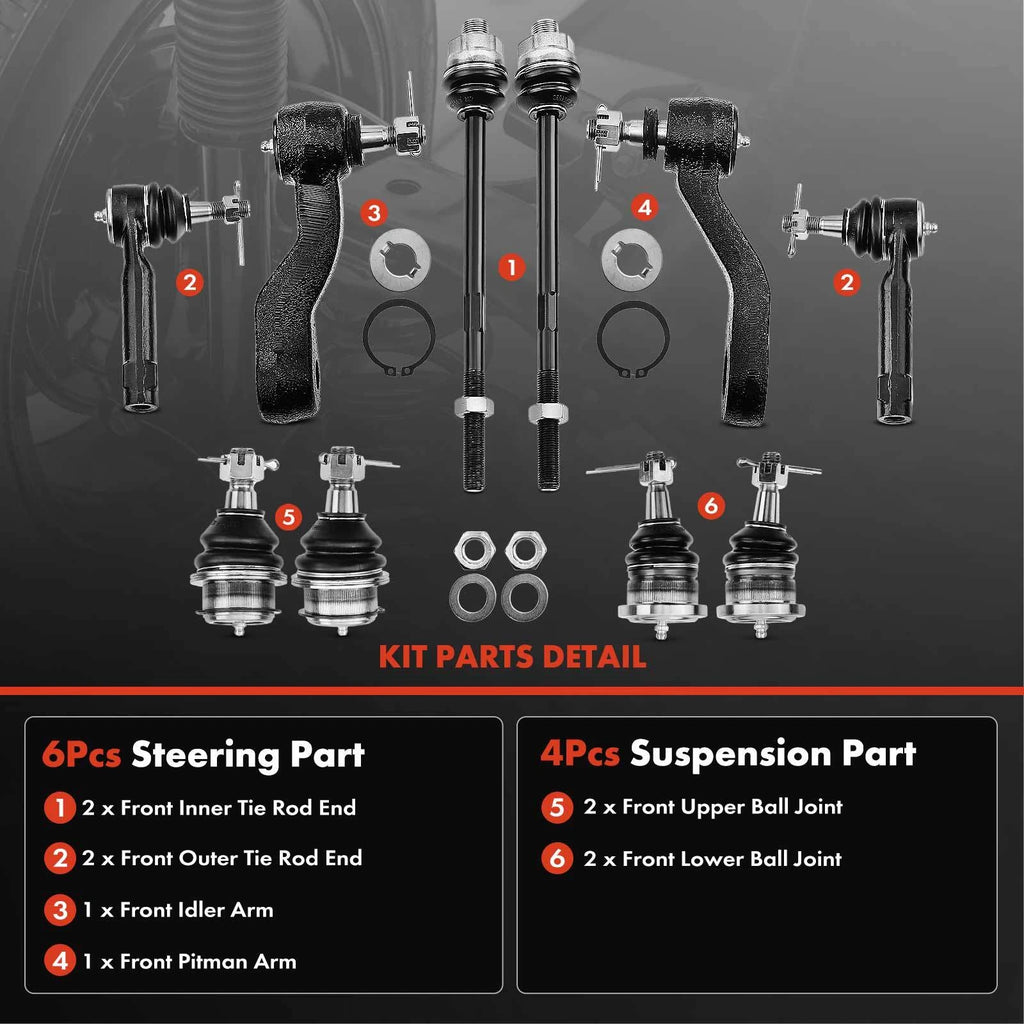 10x Inner Outer Tie Rod Ball Joint for Chevy Silverado 1500 (2007-2018)