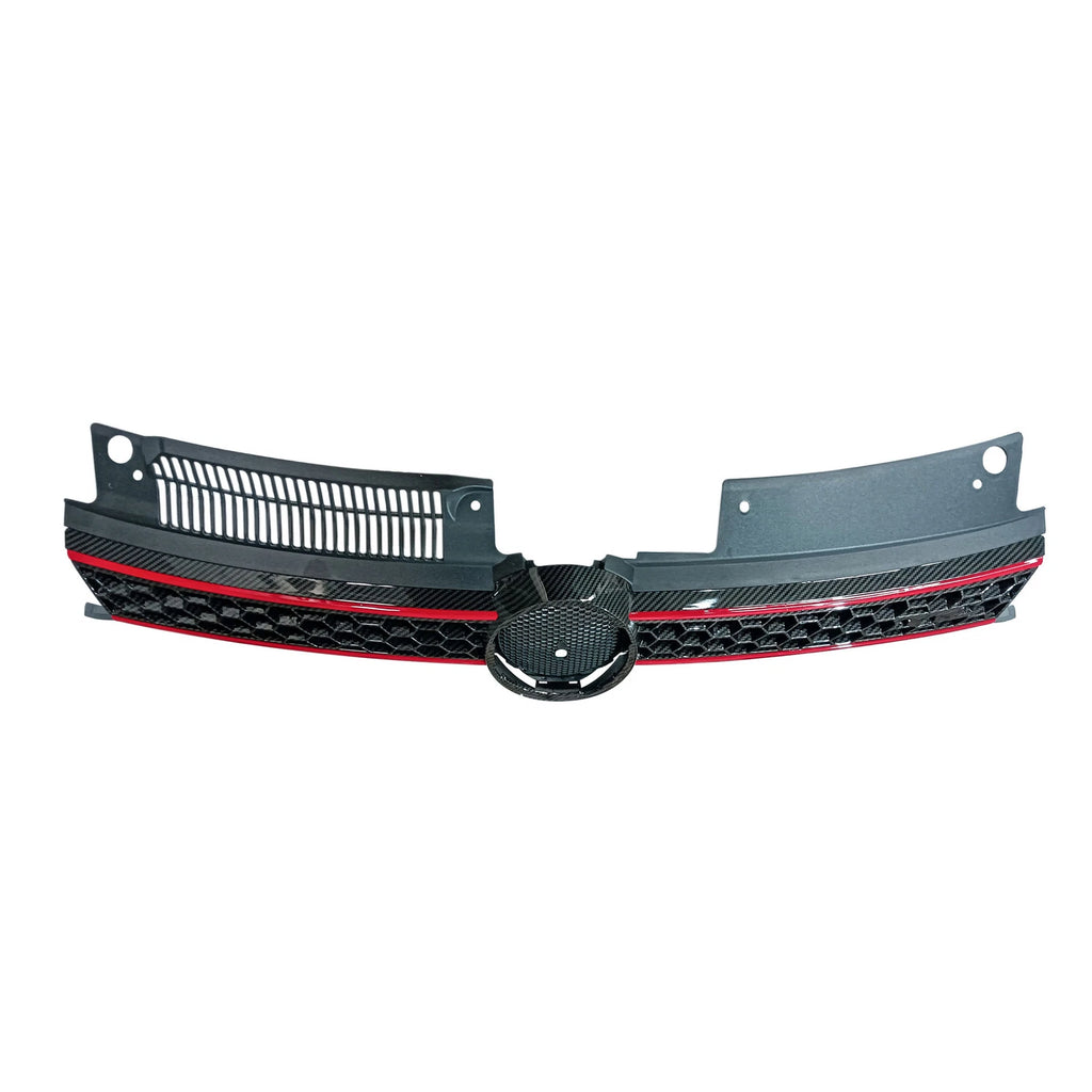 Sport Grill for VW MK6 Golf/GTI/Jetta (2010–2014) Carbon Fiber Black Red Trim