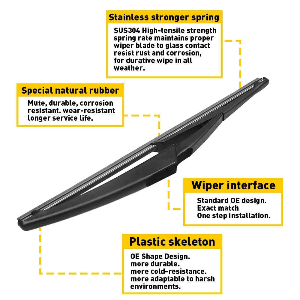 Rear Wiper Arm & Blade Kit for Fiat 500 (2012-2019)