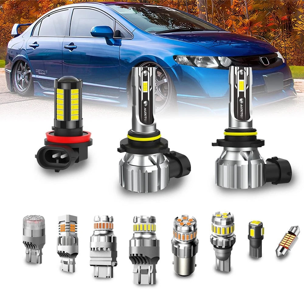 Set of 4 LED Light Bulbs 9005 9006 H11 T10 for Honda Civic (2006–2011)
