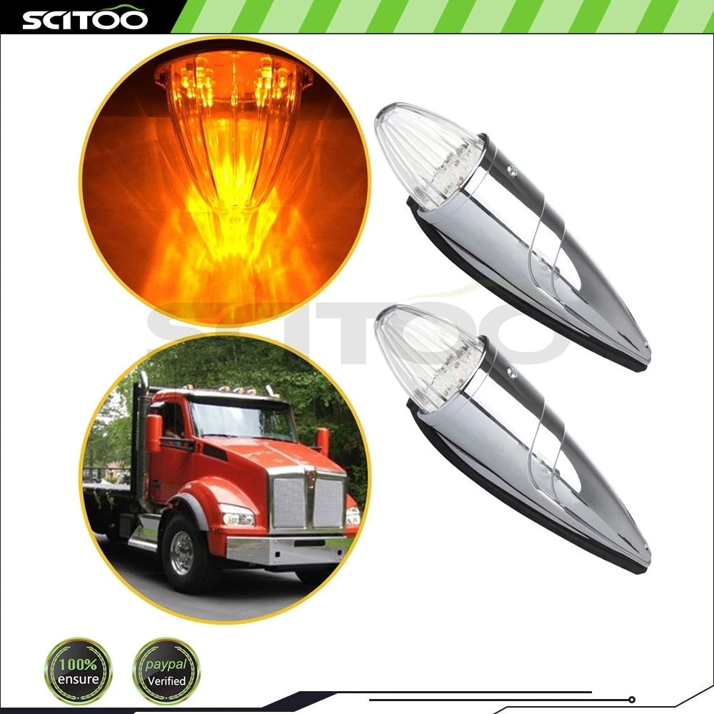 2X Amber LED Lens Side Marker Lights for Western Star Peterbilt Mack Kenworth