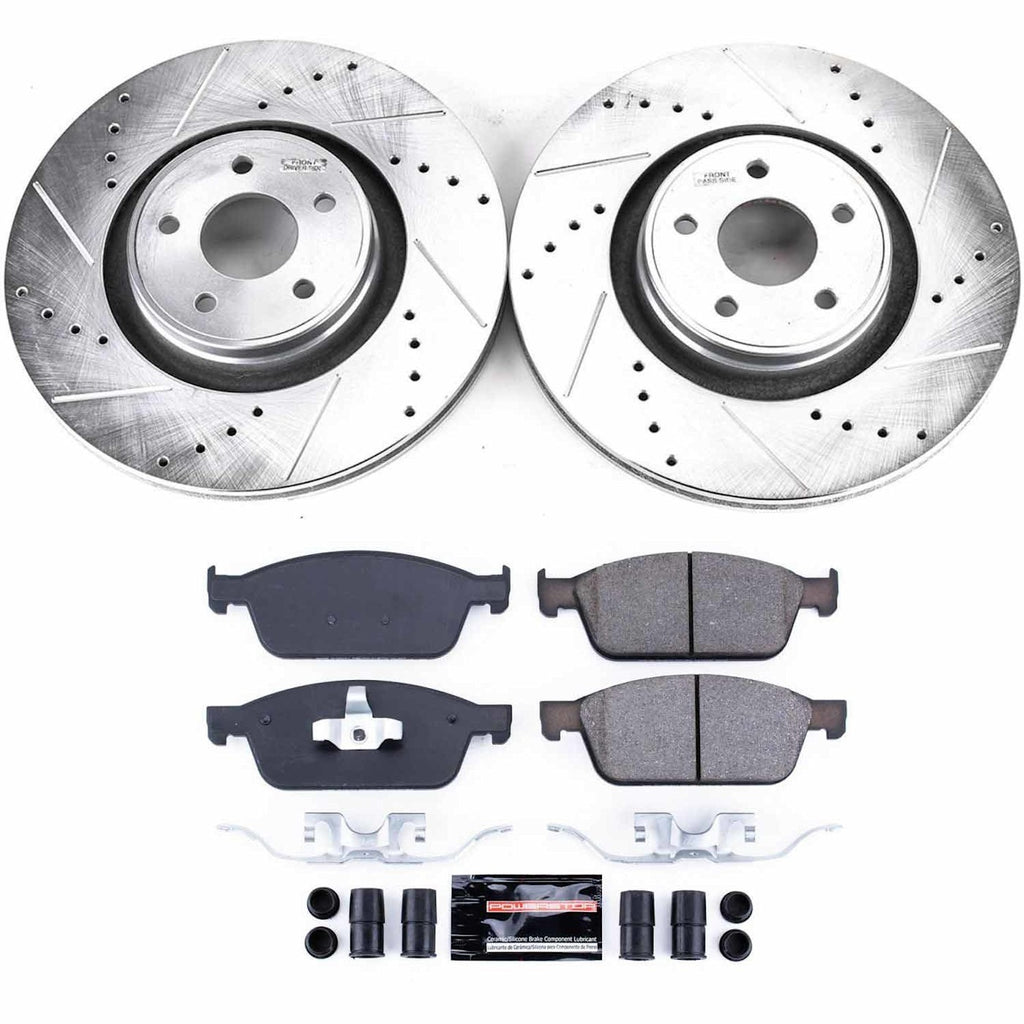Set of 2 Powerstop Brake Disc and Pad Kits for Ford Focus (2013–2014)