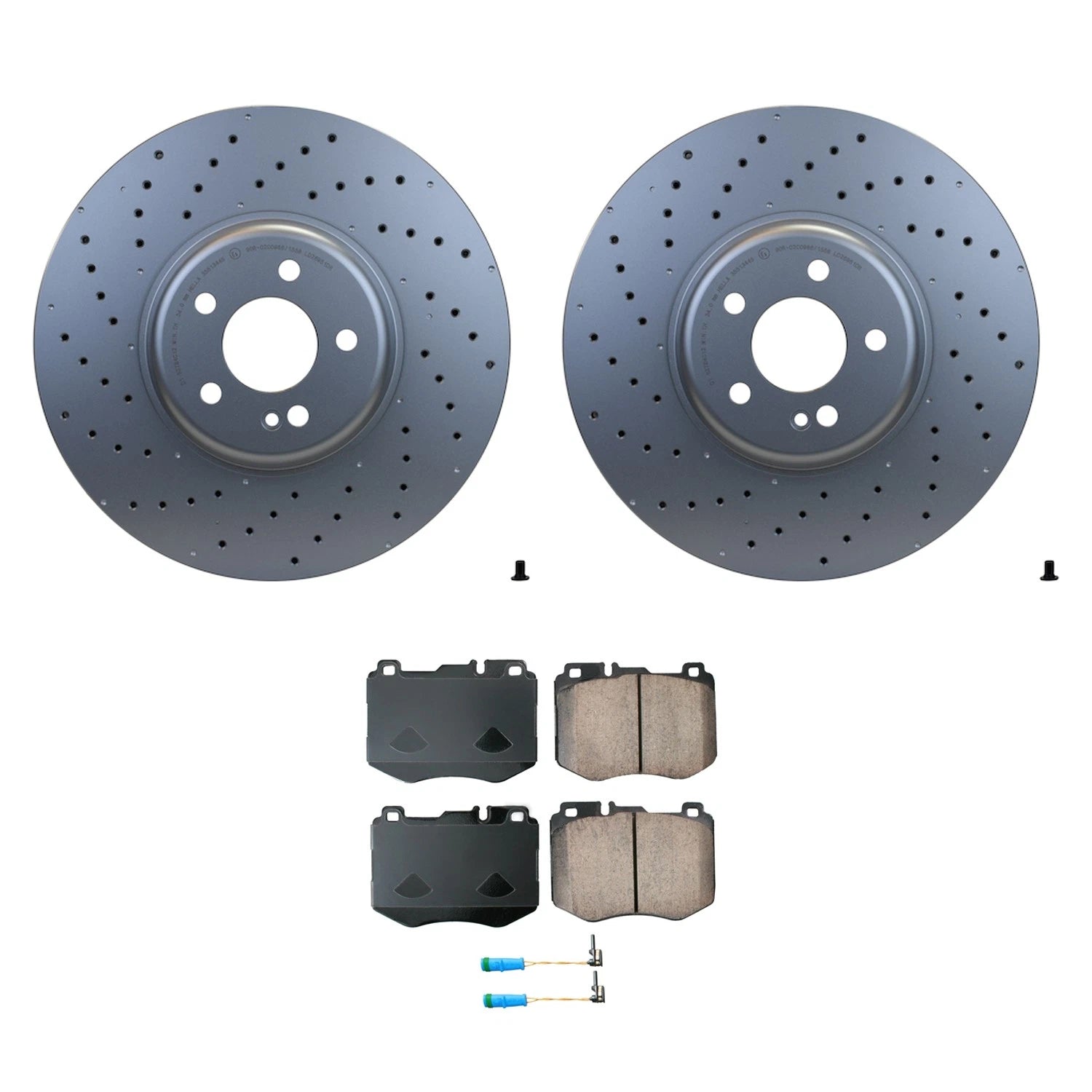 Front Rotors & Akebono EURO Ceramic Brake Pads Kit for Mercedes W213 E450 (2017–2023)