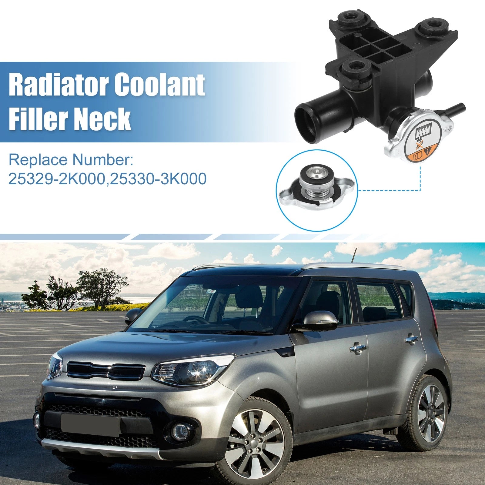 Engine Radiator Coolant Filler Neck for Kia Soul (2010–2011) 253292K000/253303K000