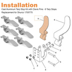 Set of 6 Easy-Off Cast Aluminum Offset Tarp Stop Upright Kit for