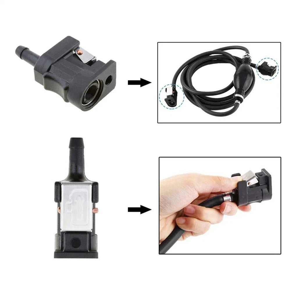 Fuel Line Connector Black Fittings for Outboard Motor Engine