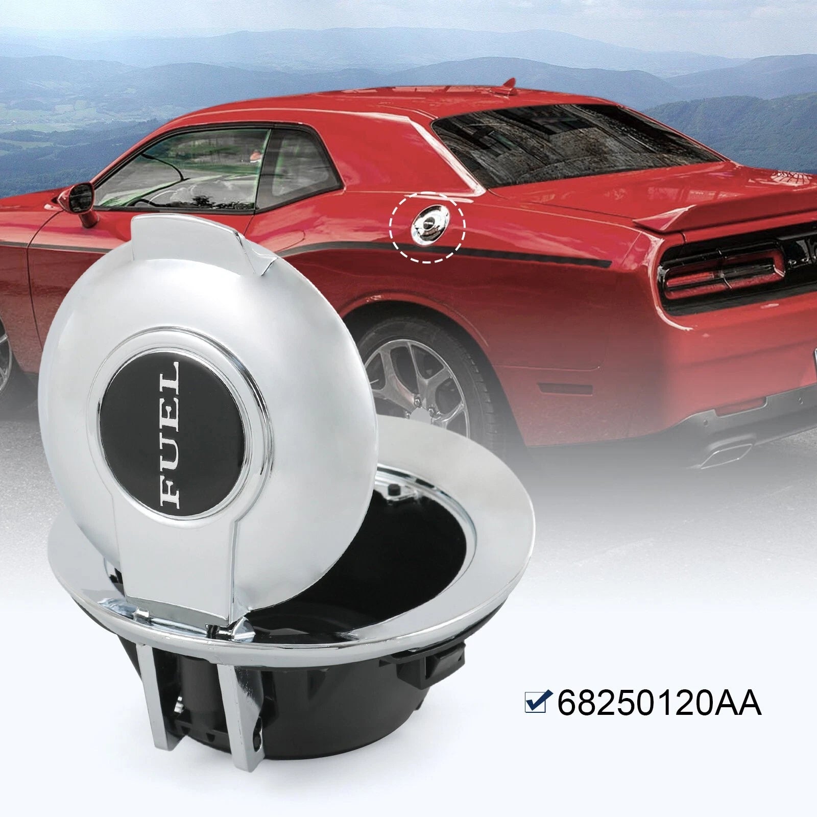 Chrome Vapor Edition Fuel Gas Door for Dodge Challenger (2008–2019)
