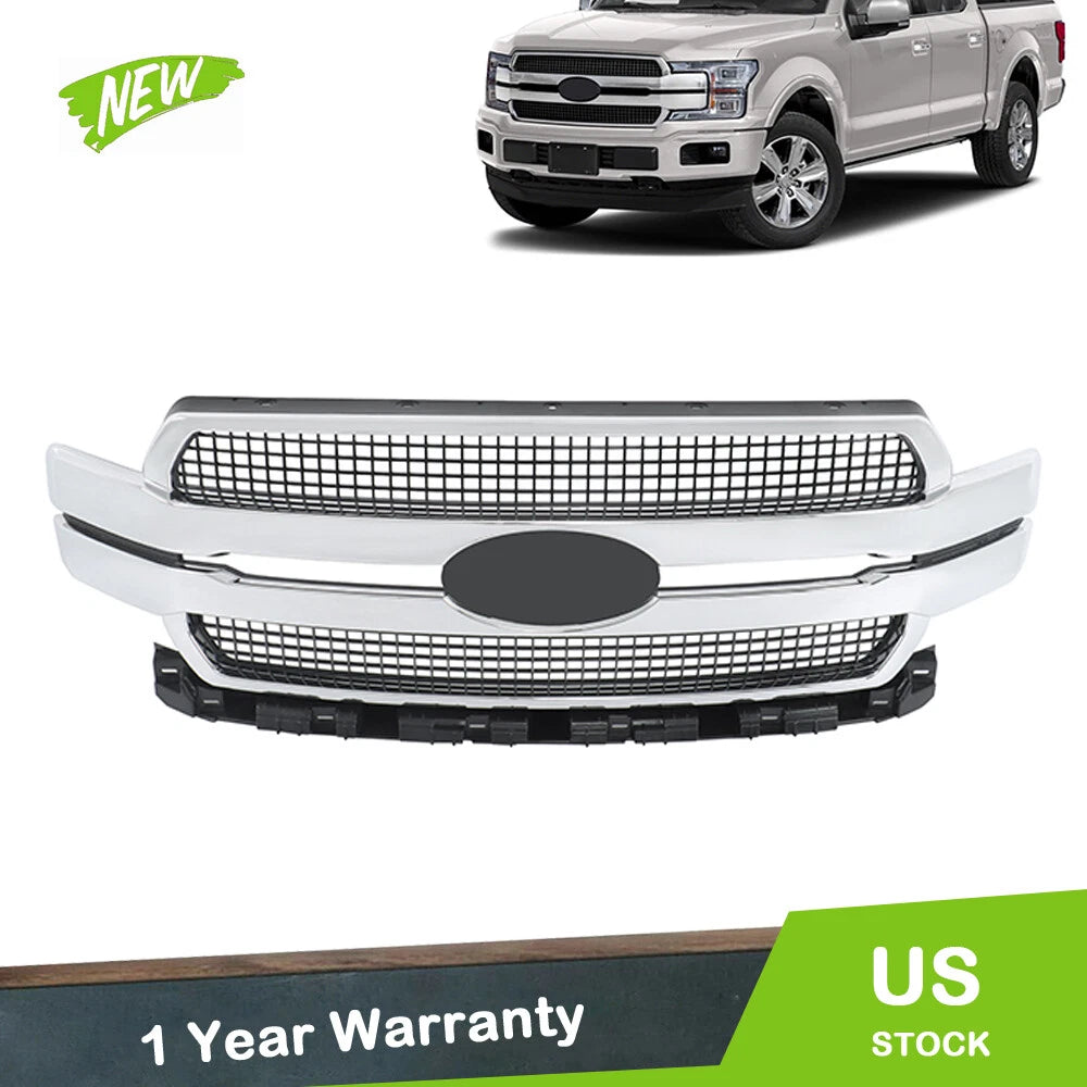 Front Grille for Ford F-150 F150 (2018–2020) JL3Z-8200-MB Platinum Chrome