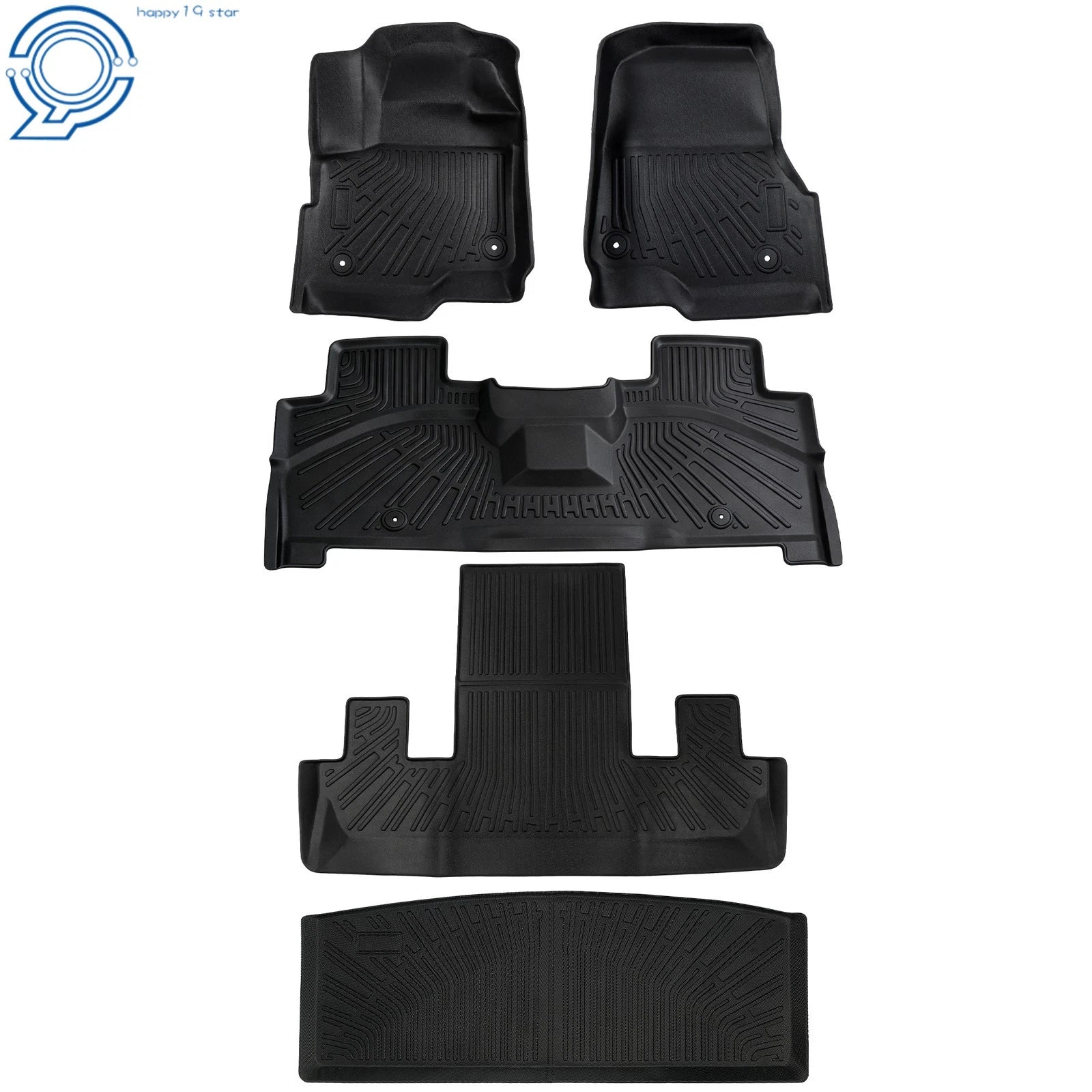 Set of 5 Black TPE Floor Mats + Cargo Liner for Ford Expedition/Max (2018–2024)