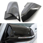2X Rearview Mirror Cover Caps for BMW 1 2 3 4 Series X1 M2 i3 i3s (2012–2020) Carbon Fiber