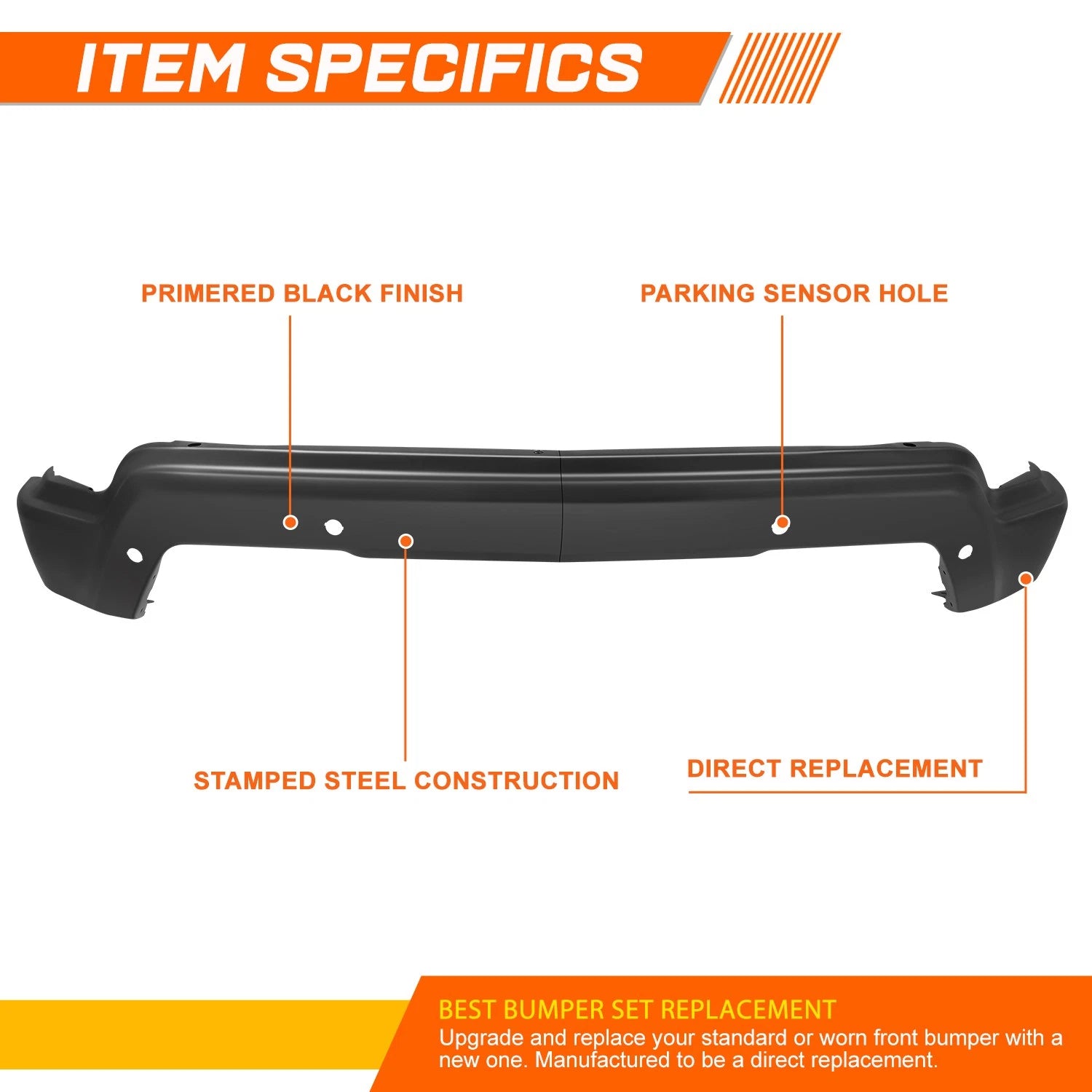 Steel Front Bumper Face Bar for Chevy Silverado 1500 (2022–2025) w/Park Sensor Holes