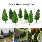 50Pcs Pine Trees for Train Railroad Scenery (Scale Model)