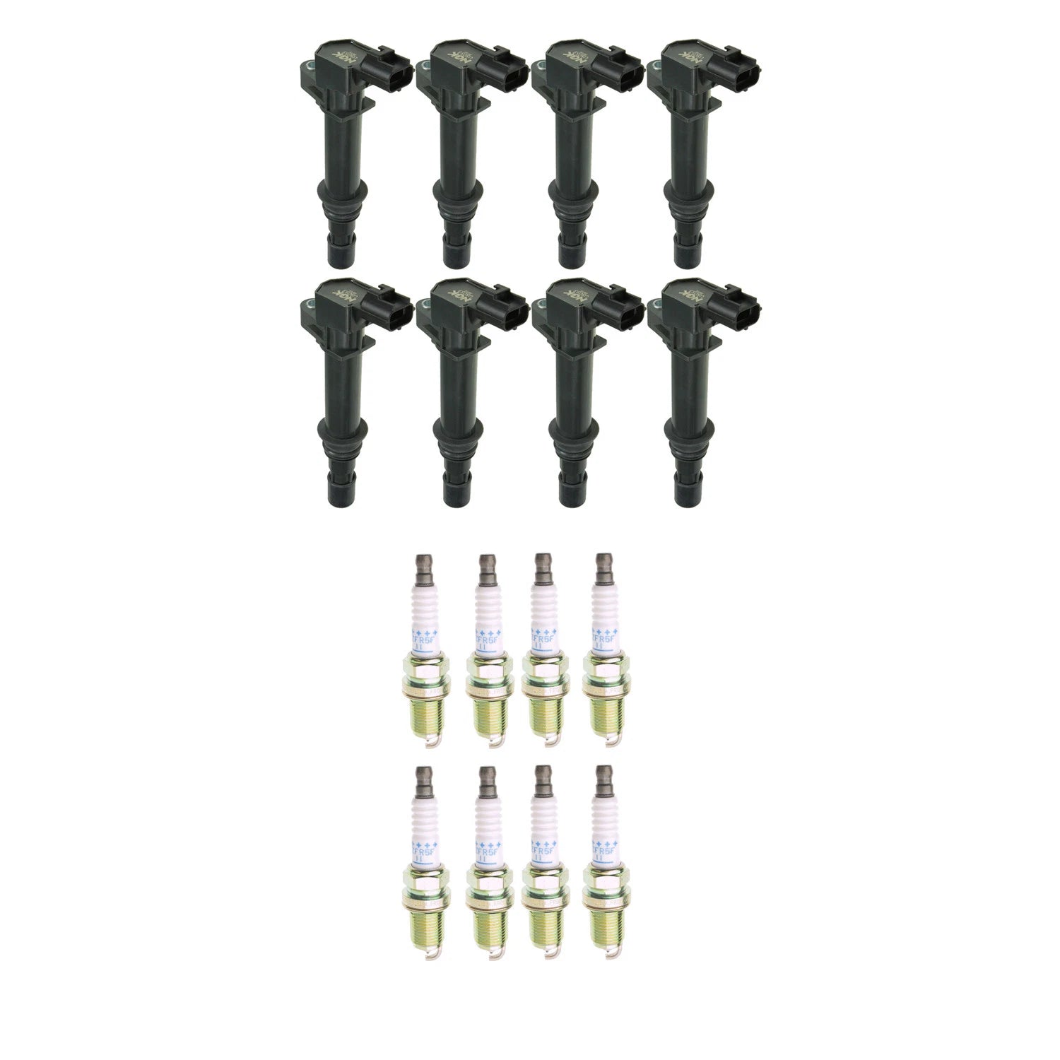 Set of 8 NGK Ignition Coils & Laser Platinum Spark Plugs for Dakota Raider (1997–2004)