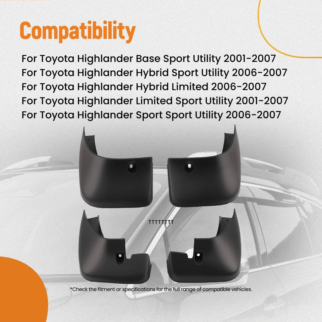 Set of 4 Mudguards Fender Mud Flaps for Toyota Highlander (2002–2006) 76626-48020