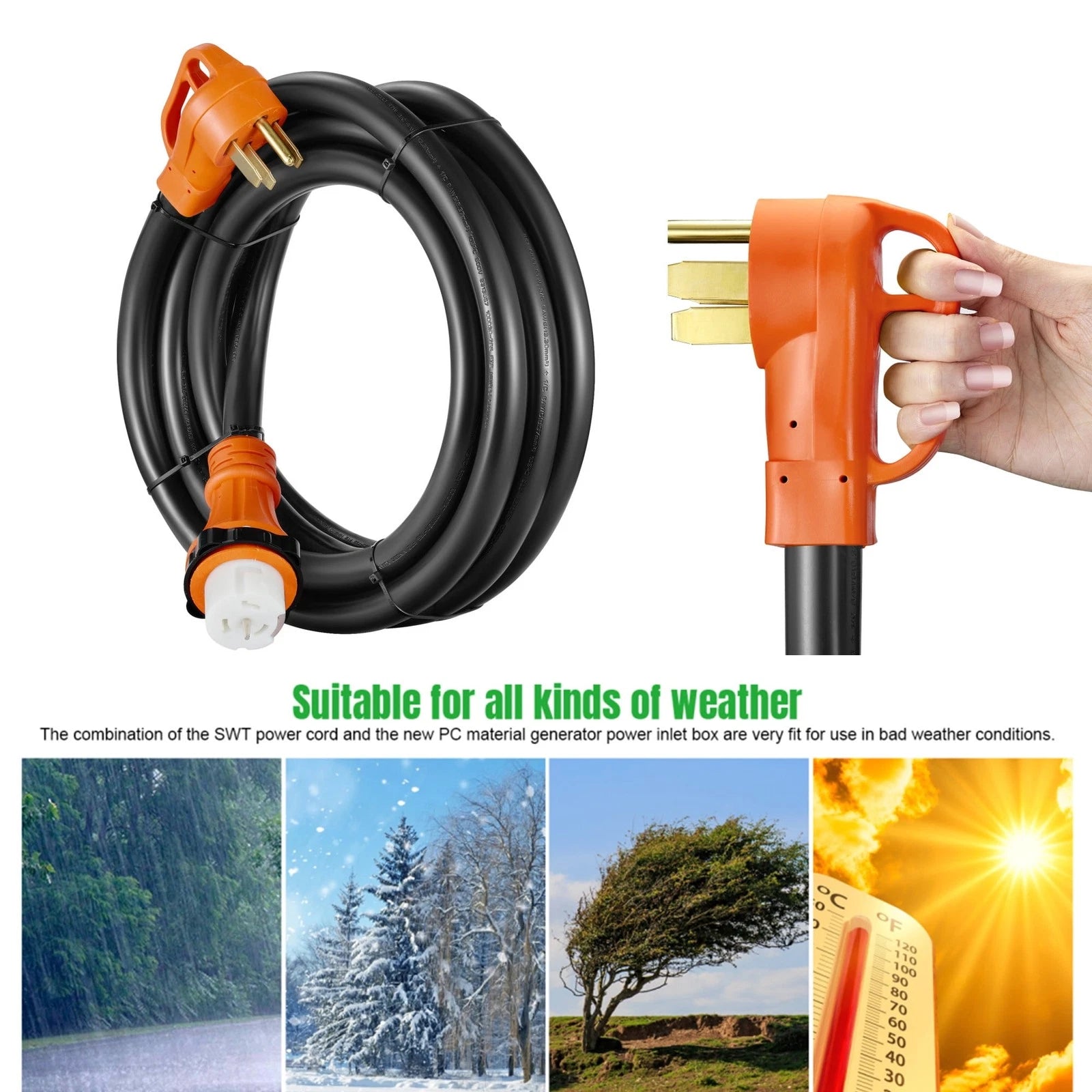 50 Amp Heavy Duty Extension Cord 14-50P to SS2-50R for RV (2010–2023)