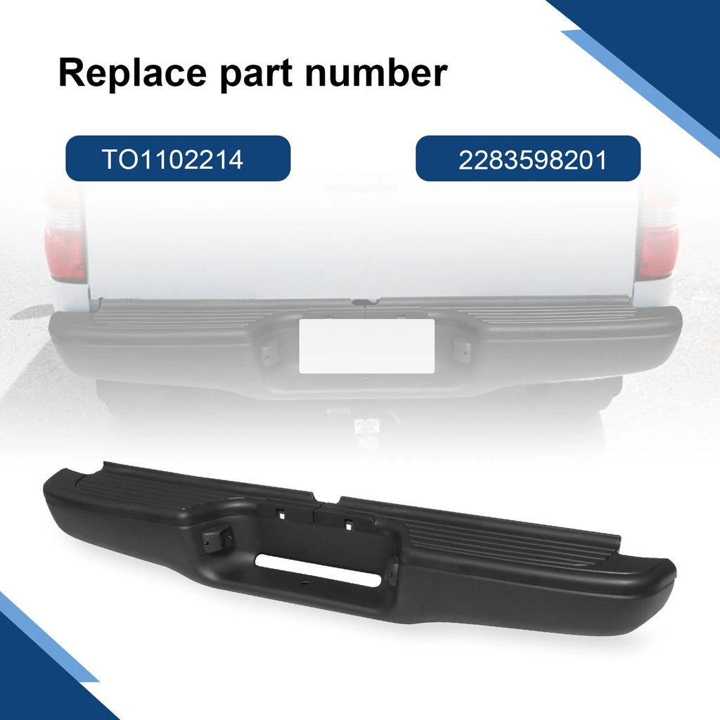 Rear Steel Step Bumper for Toyota Tacoma (1995–2004) Black Assembly