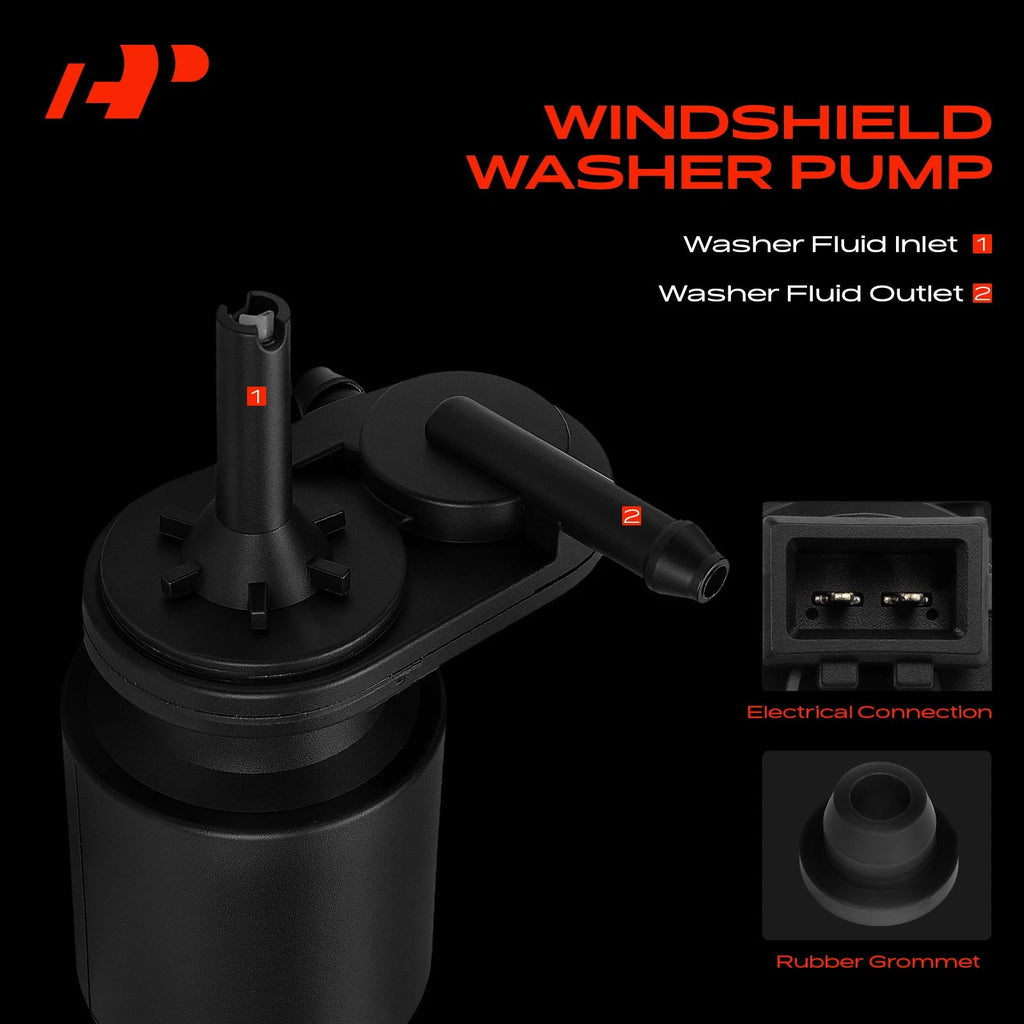 Windshield Washer Pump with Rubber Grommet for Chevy Jeep