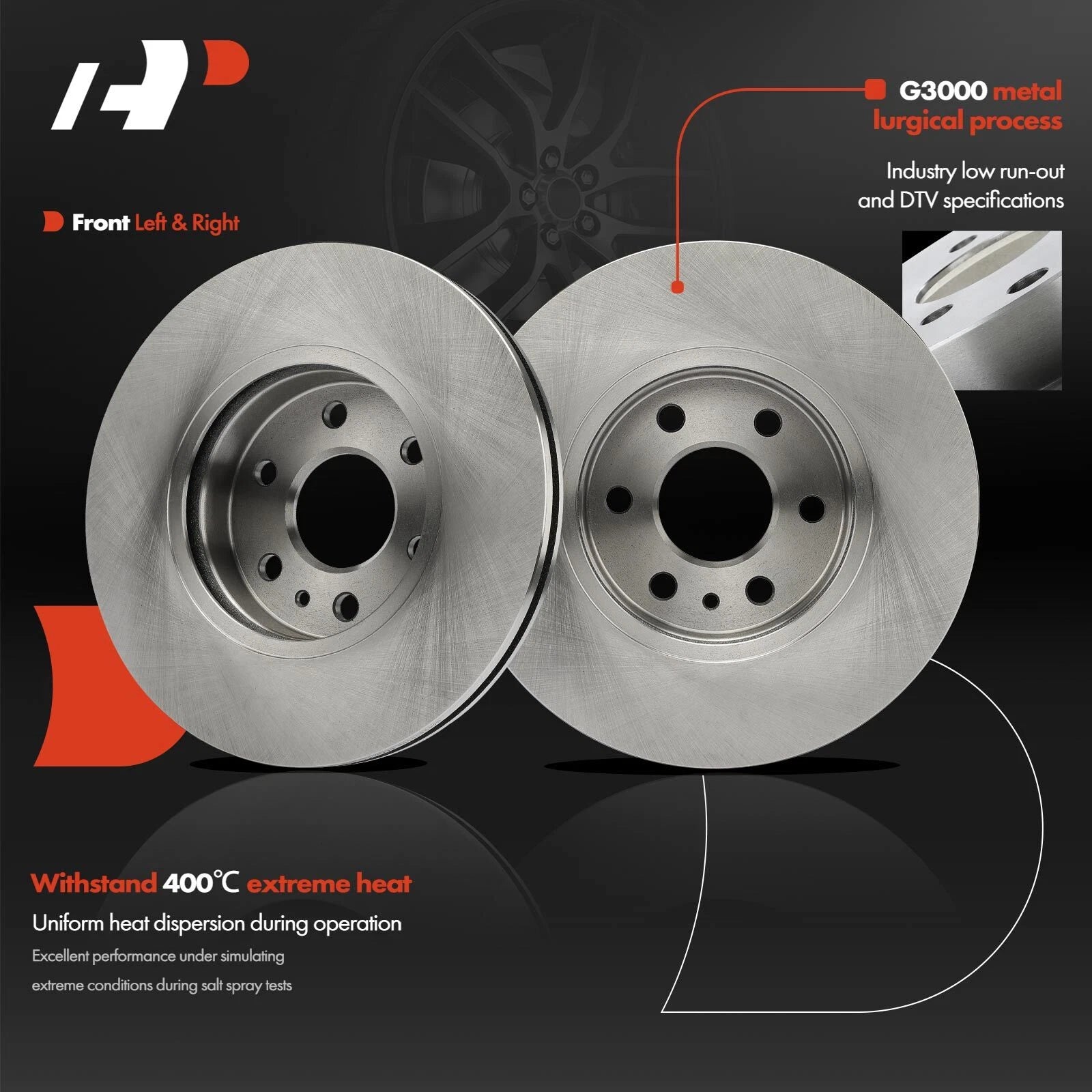 Set of 2 Front Disc Brake Rotors & Ceramic Pads for Chevy Colorado (2015â2020)