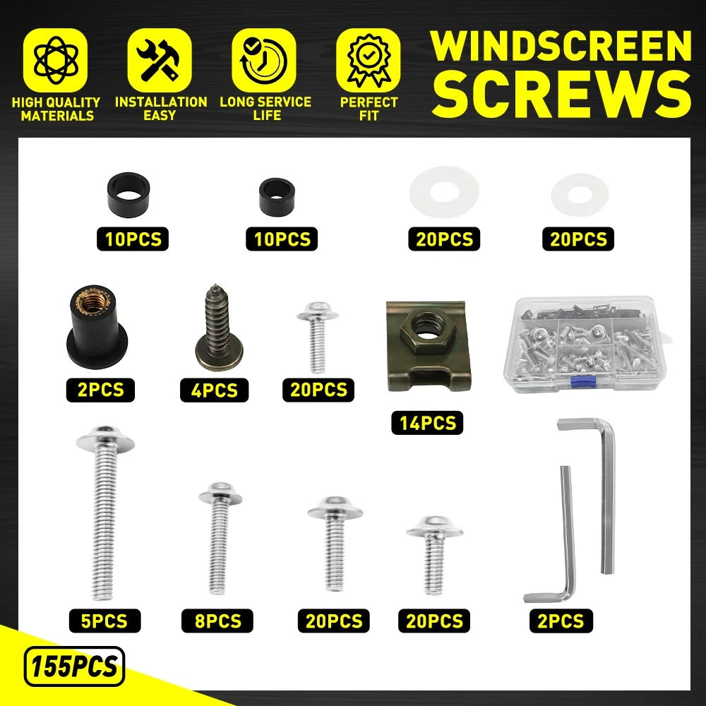 155pcs Aluminum Fairing Bolts Kit M5 M6 for Yamaha YZF R1 R6 (1998–2021)
