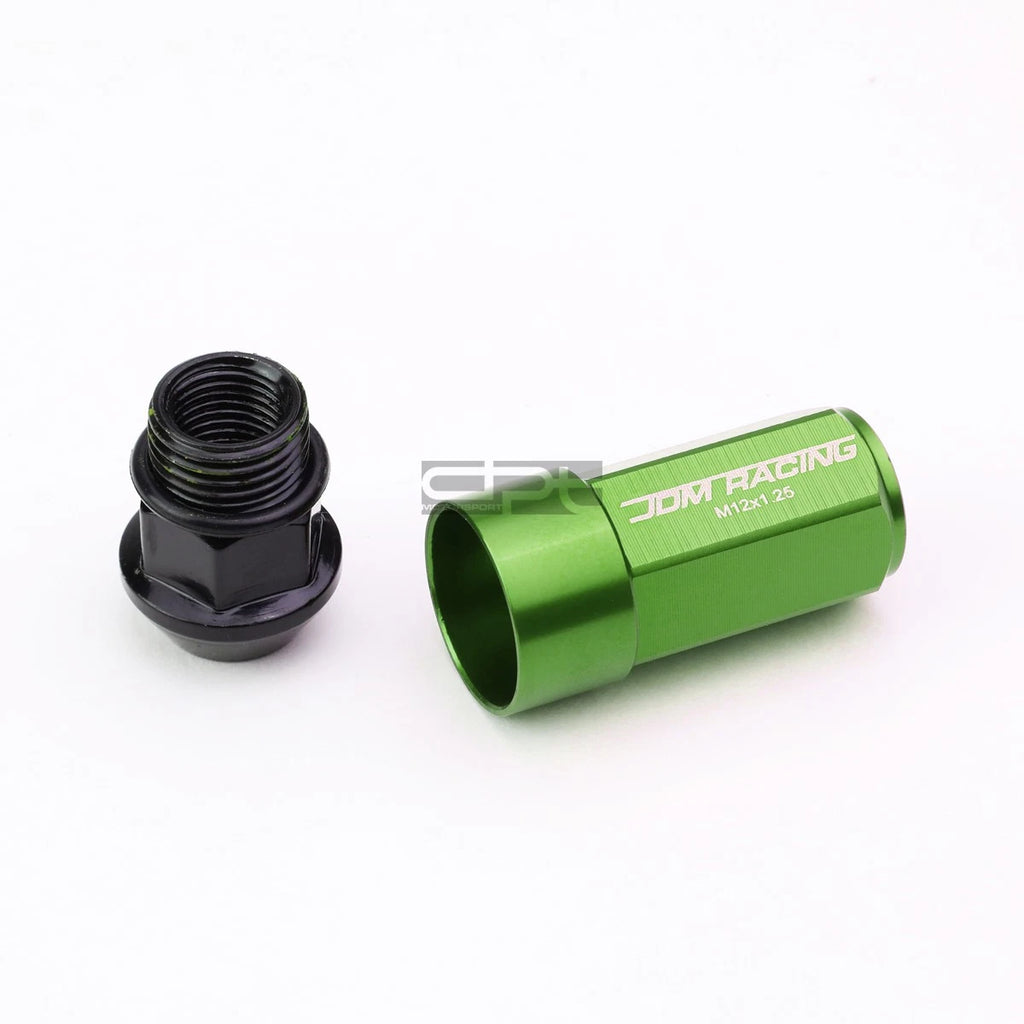 20 PCS M12X1.25 53MM Tall Green Aluminum Lug Nuts with Caps & Adapter