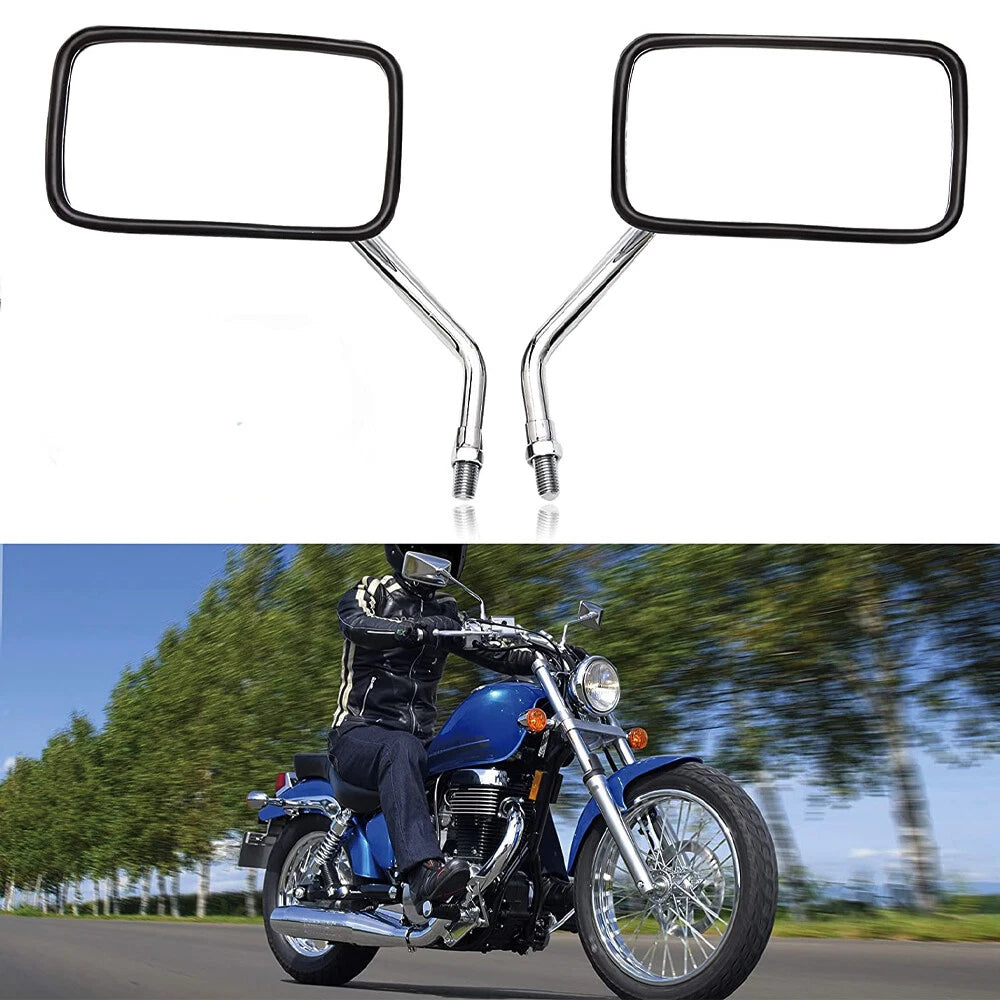 2X 10mm Motorcycle Rearview Side Mirrors for Harley Honda Suzuki Yamaha