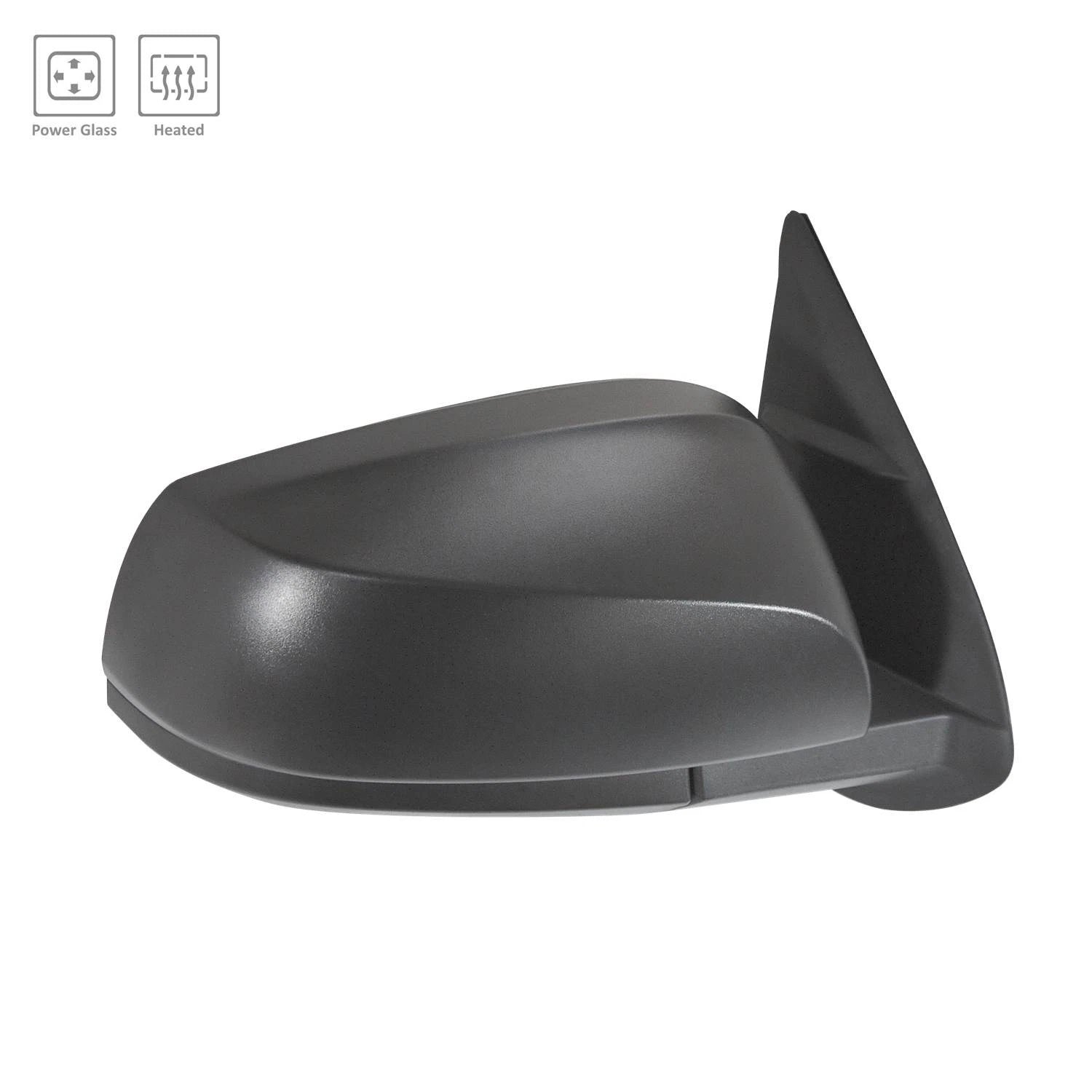 Replacement Black Textured Passenger Side Power Door Mirror w/o Turn Signal