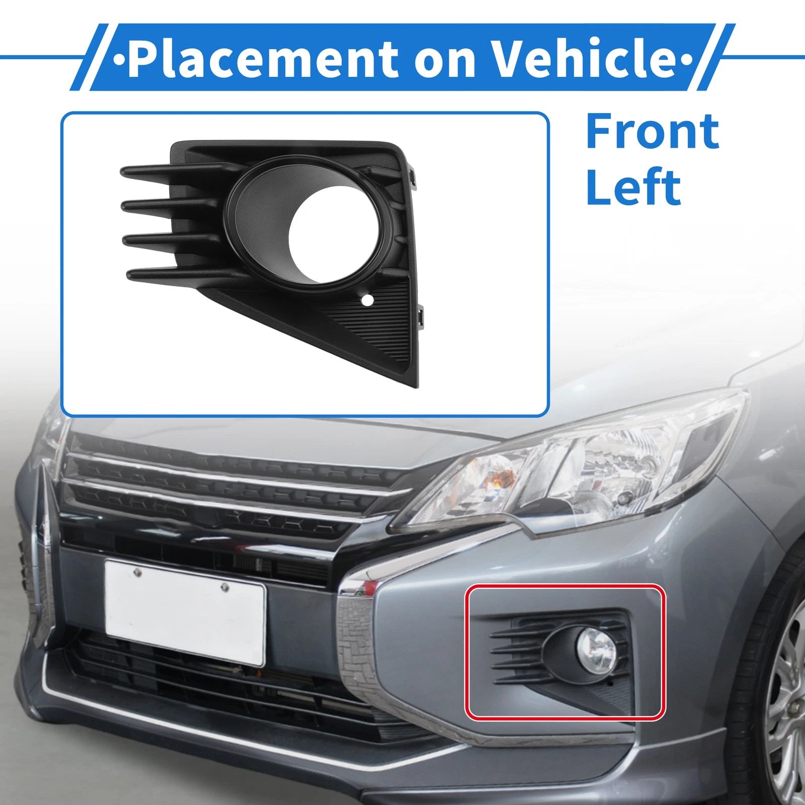 Front Left Fog Light Grill No.MI1038128 for Mitsubishi Mirage (2021–2024)