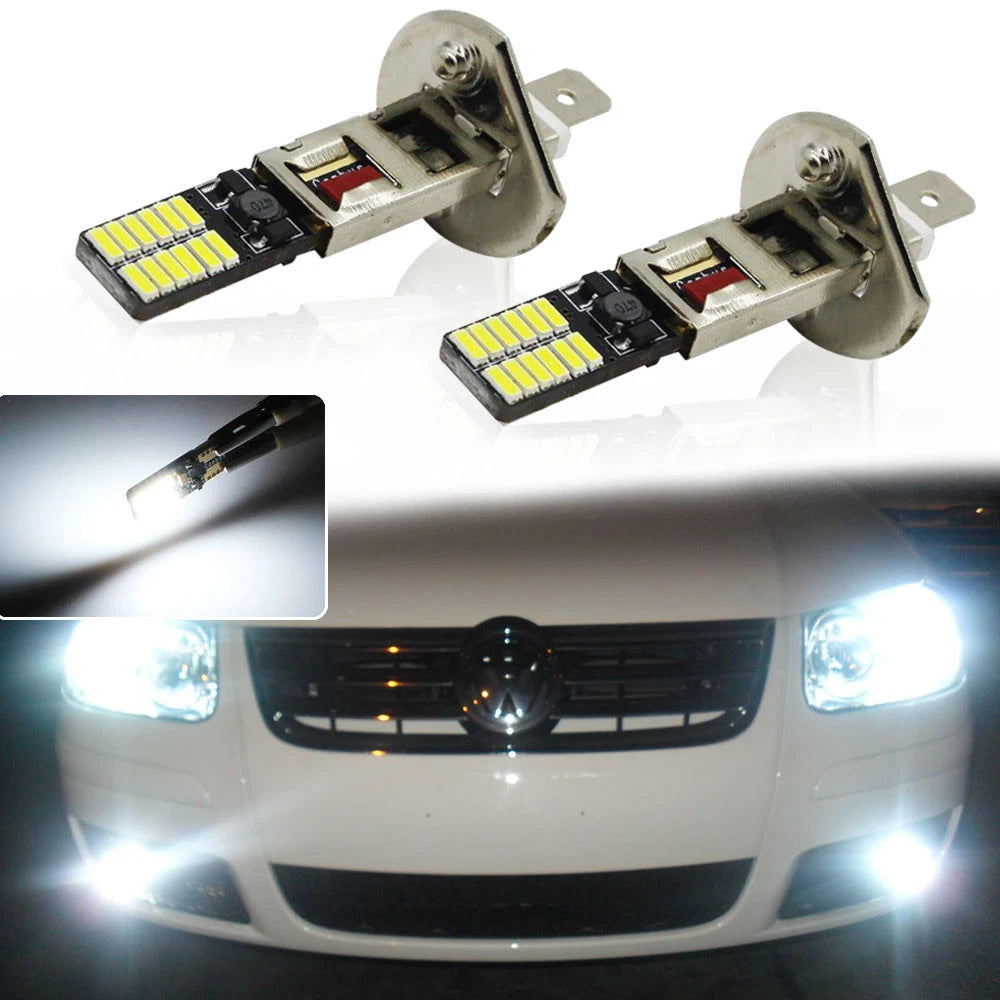 2X HID White 24-SMD H1 LED Replacement Bulbs for Fog Lights