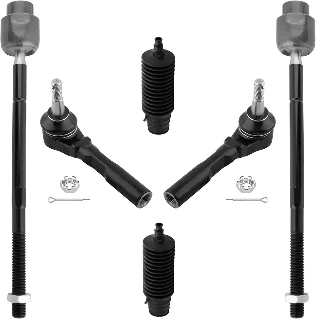 6pc Front Inner Outer Tie Rods for Chevy Malibu Pontiac G6 Saturn Aura (2004–2012)