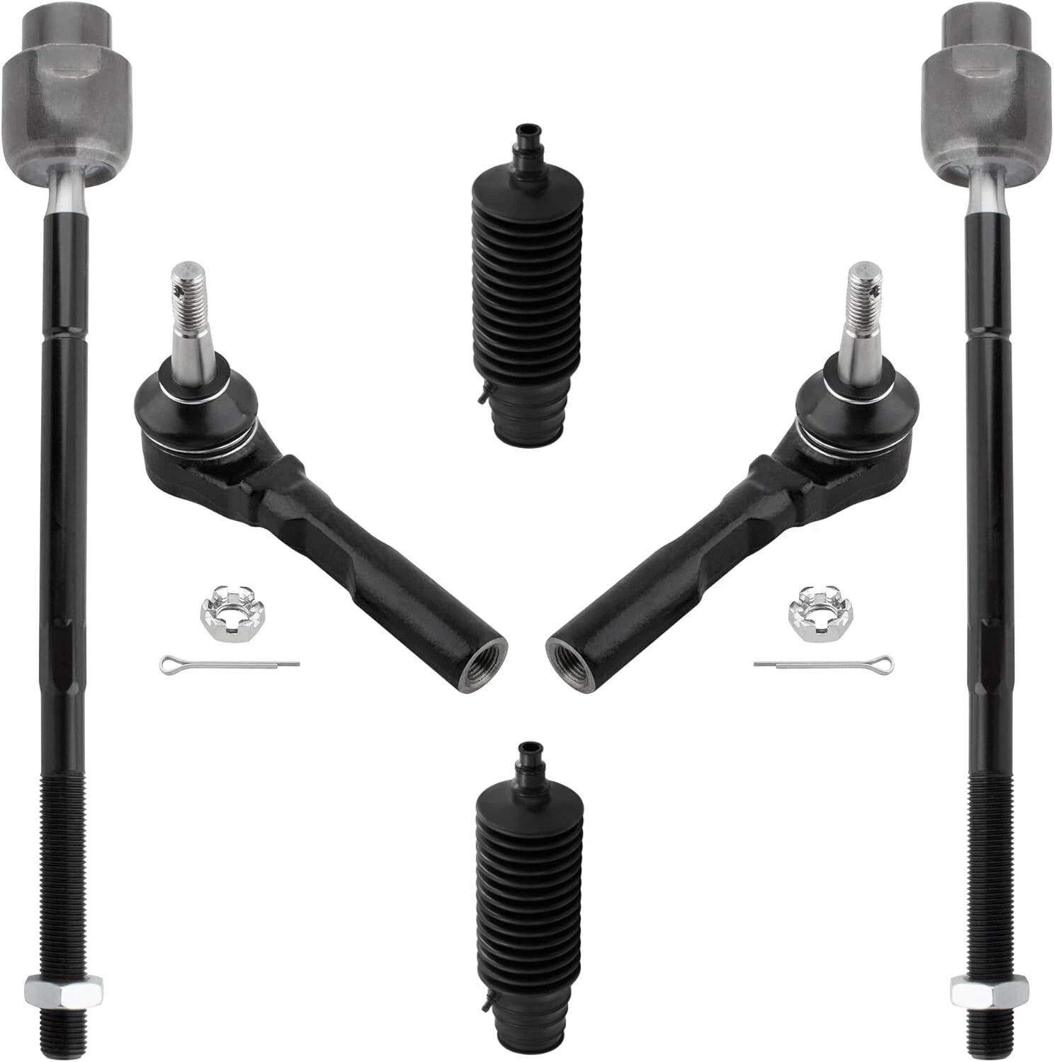 6pc Front Inner Outer Tie Rods for Chevy Malibu Pontiac G6 Saturn Aura (2004–2012)