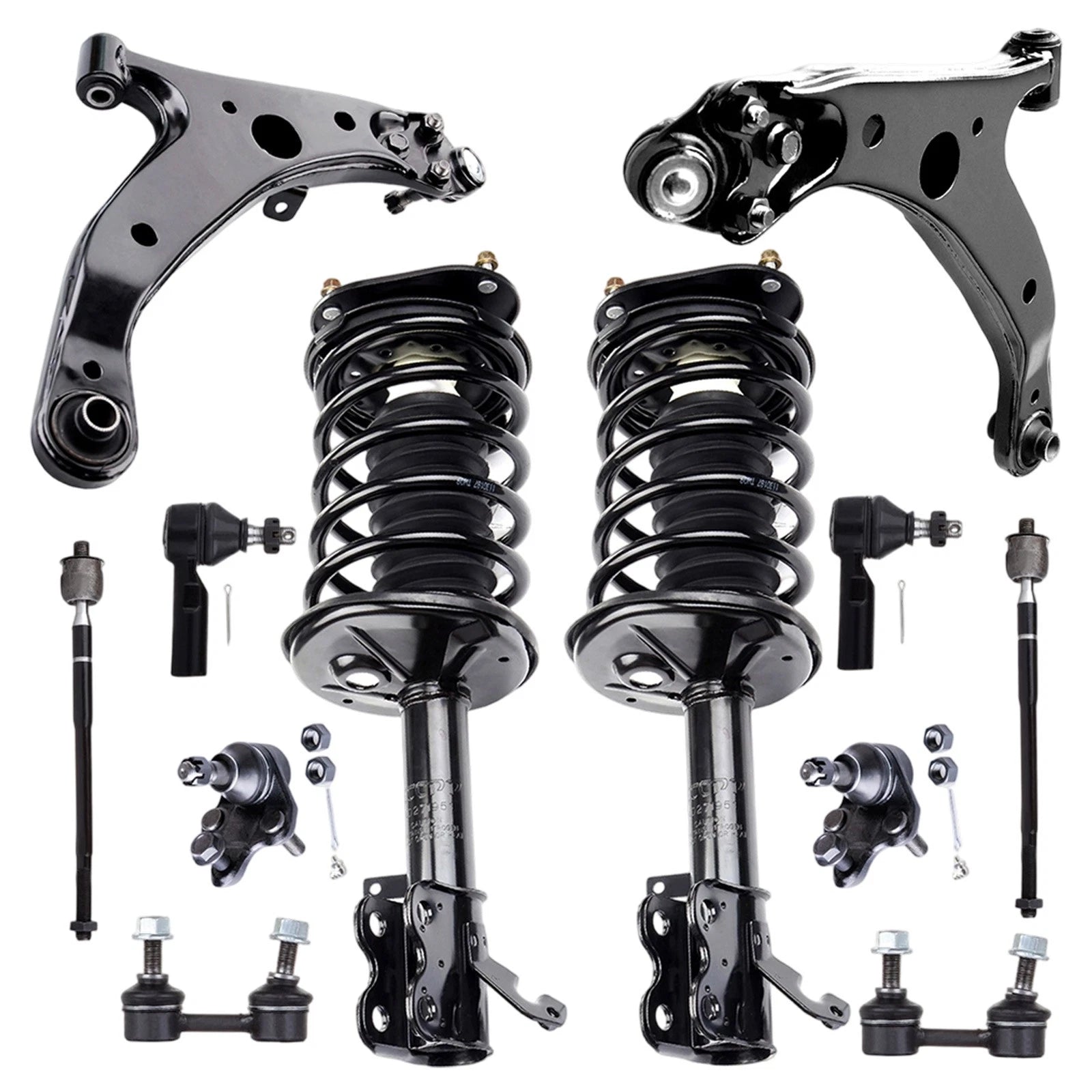 Set of 4 Front Strut Springs Control Arms Tie Rods for Toyota Corolla (1996–2002)