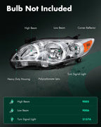 Headlamps for Toyota Corolla (2011–2013) Chrome Housing Replacement