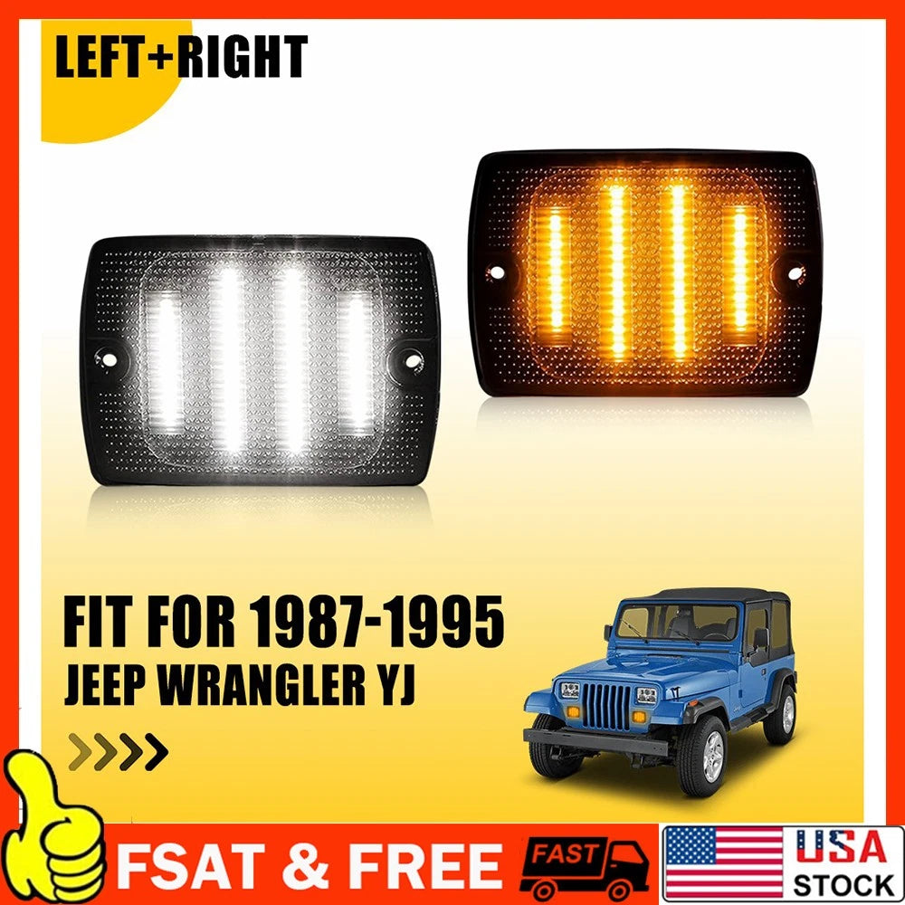 2X LED Turn Signal Lights for Jeep Wrangler YJ (1987–1995) Black