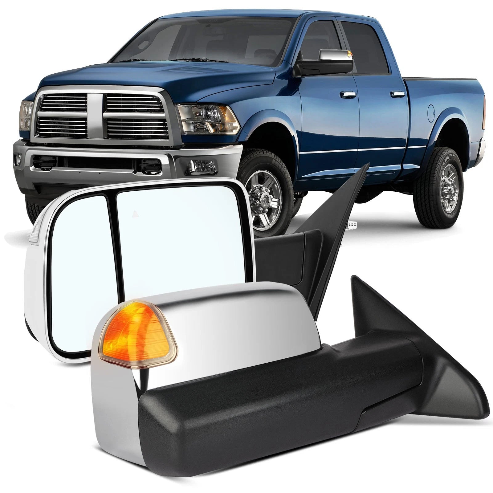 Heated Mirror Set LH & RH with Signal Puddle Light Temp Sensor for Dodge Ram (2019–2022)