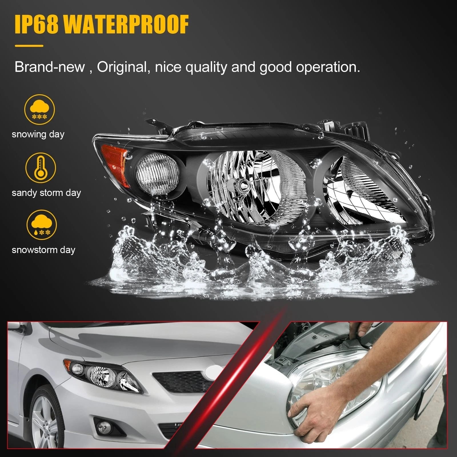 Headlight Assembly for Toyota Corolla (2009–2010)