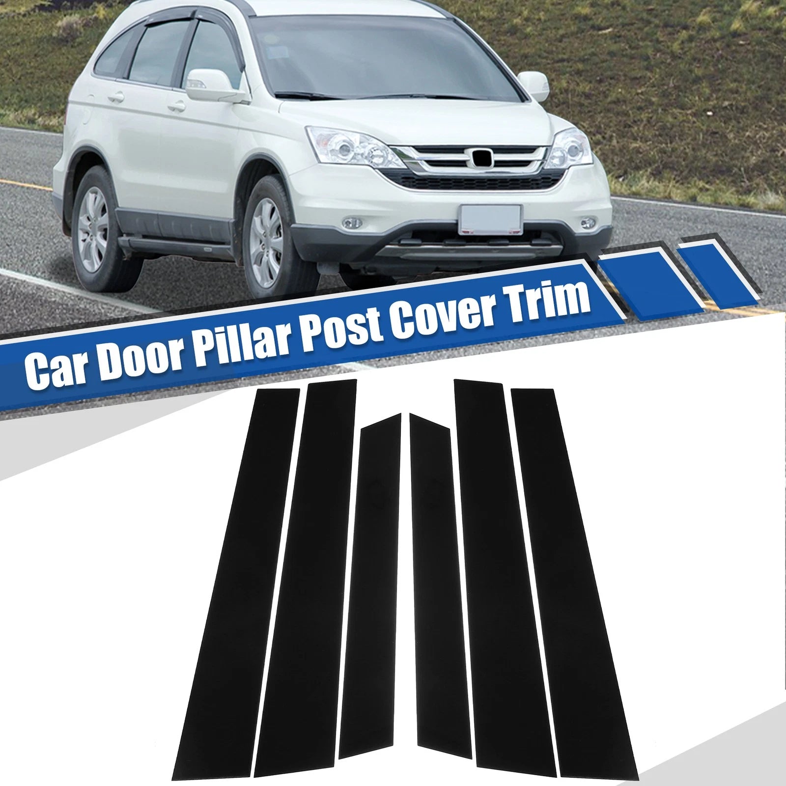 Glossy Black Door Window Pillar Posts Cover Trim for Honda CR-V (2007–2011)