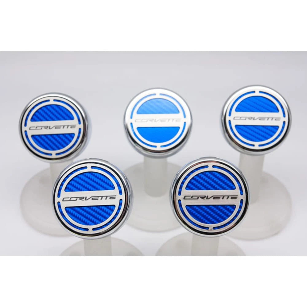 Chrome Corvette Cap Covers with Yellow Carbon Fiber Inlay for 2014-2019 Z06