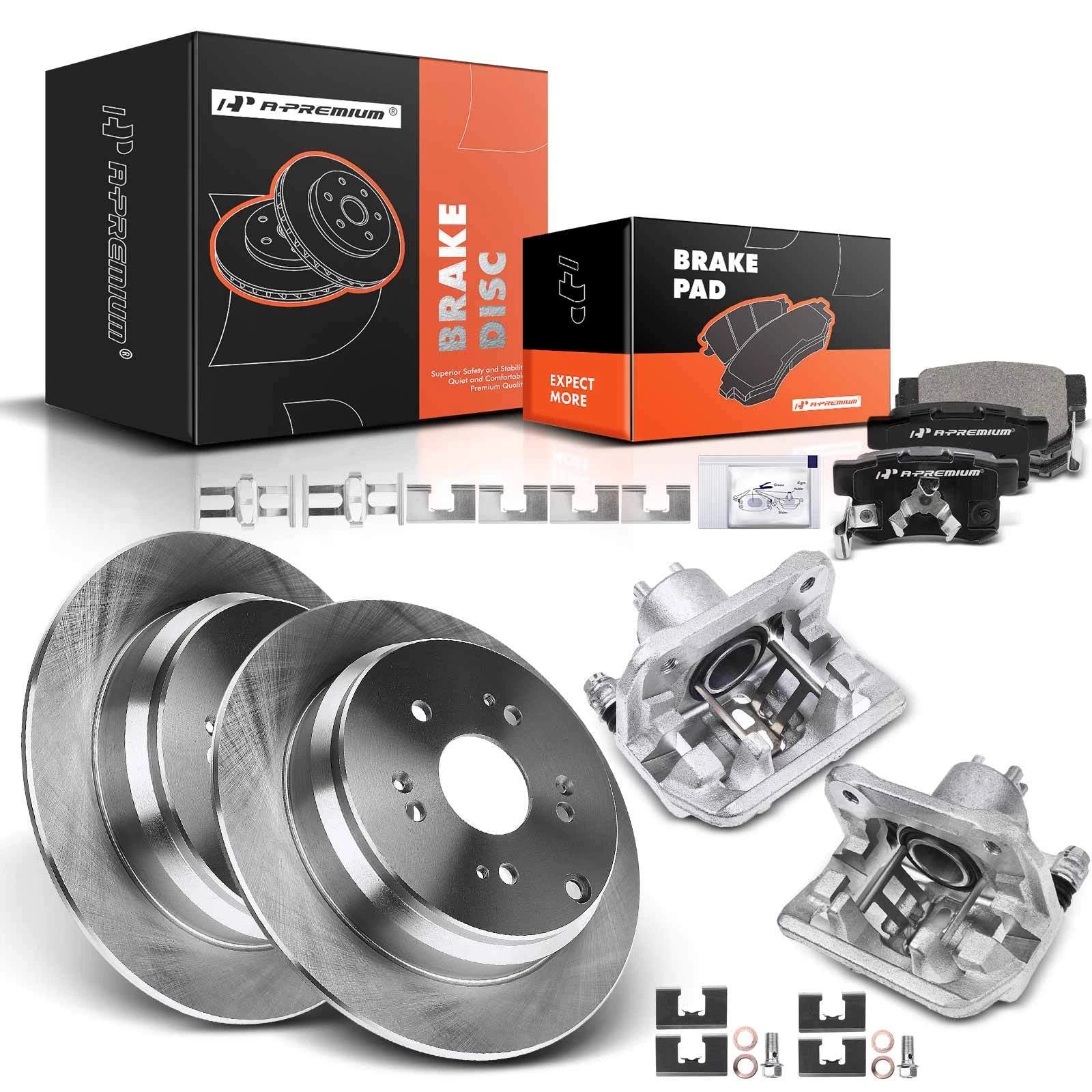 Set of 8 Rear Drilled Brake Rotors, Pads & Calipers for Honda CR-V (2005–2006)