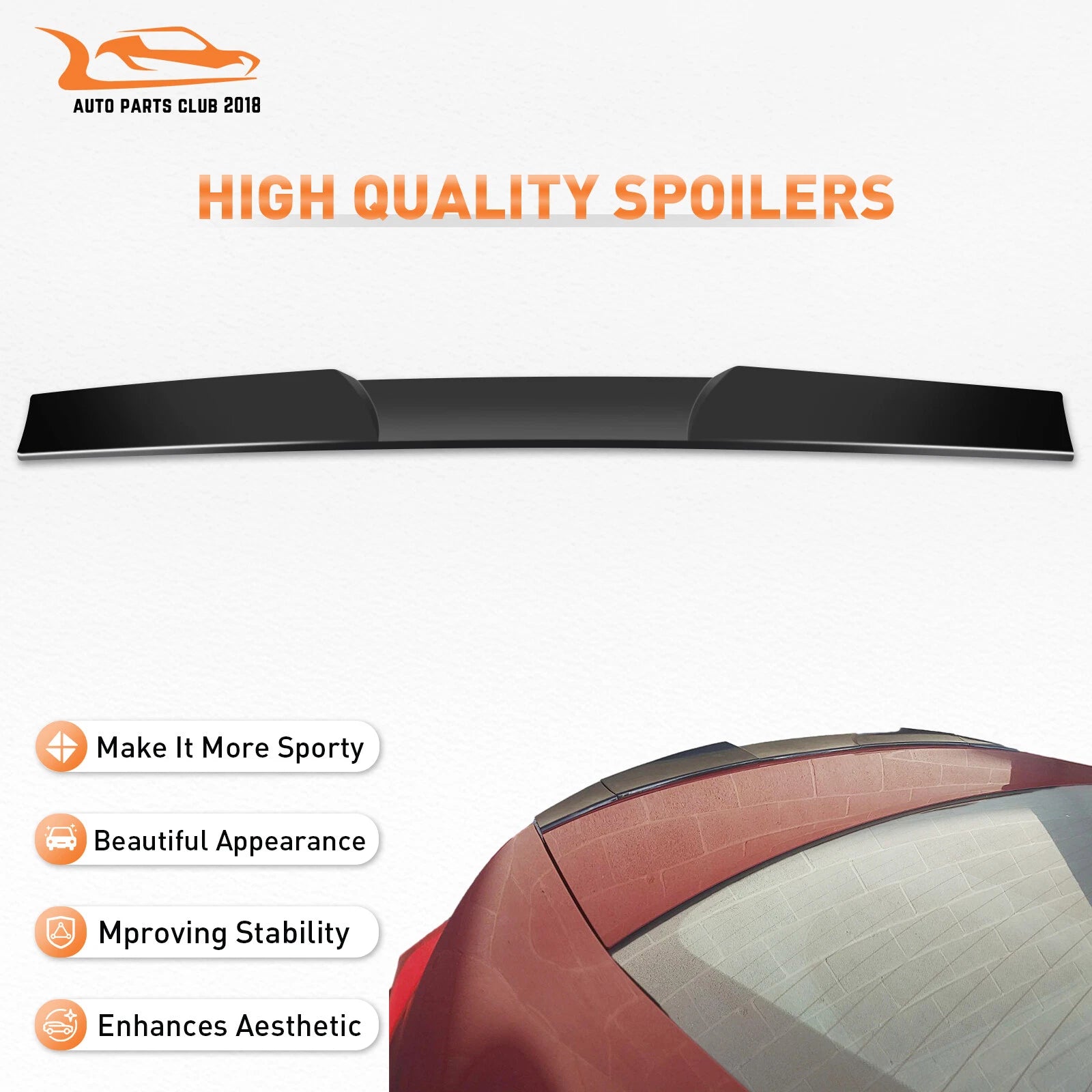 Adjustable Window Roof Spoiler Lip Glossy Black