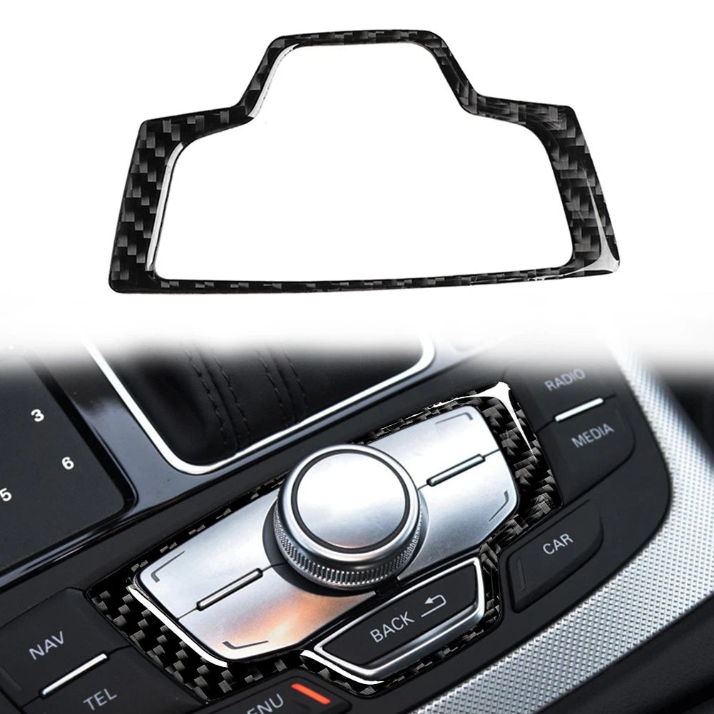 Interior Multimedia Knob Cover Trim for Audi A6 A7 (2012–2018) Carbon Fiber