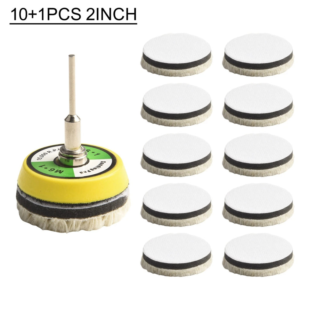 Set of 20 Wool Buffing Pads for Polishing (2 Inch)