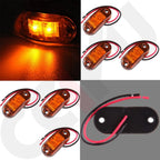 6x Oval Amber 2 Diode LED Clearance Side Marker Light for Trailer Truck Boat