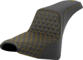 SADDLEMEN Step-Up Seat for Harley FXBB/FXST (2018–2024) - Honeycomb, Gold Stitching