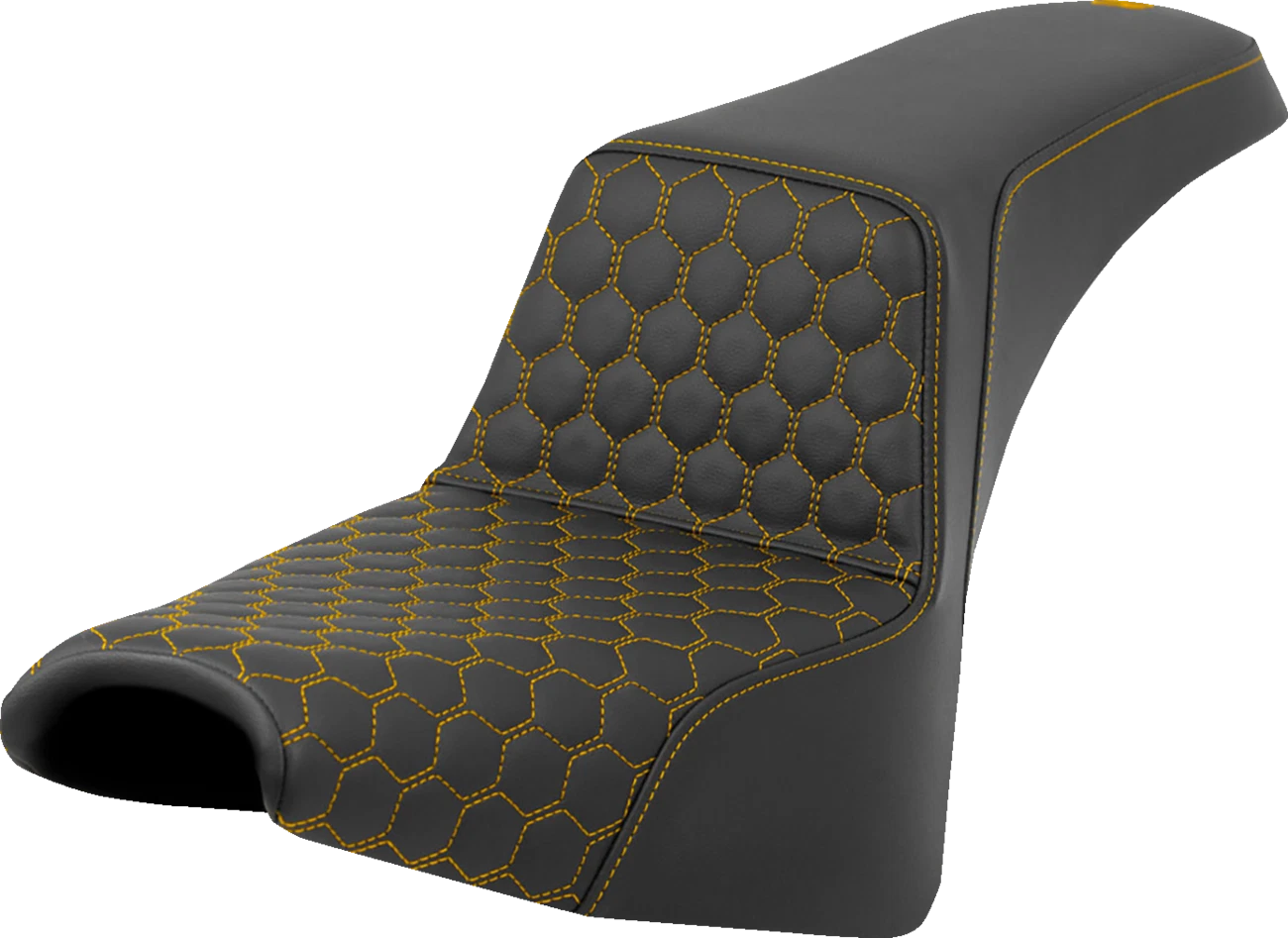 SADDLEMEN Step-Up Seat for Harley FXBB/FXST (2018–2024) - Honeycomb, Gold Stitching
