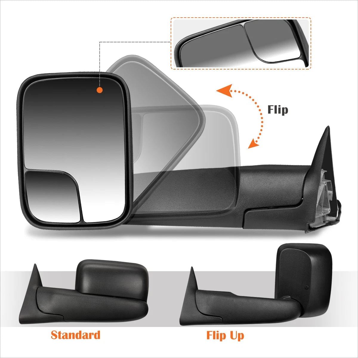 Right Manual Adjustment Towing Mirror for Dodge Ram 1500/2500/3500 (1994–2002)