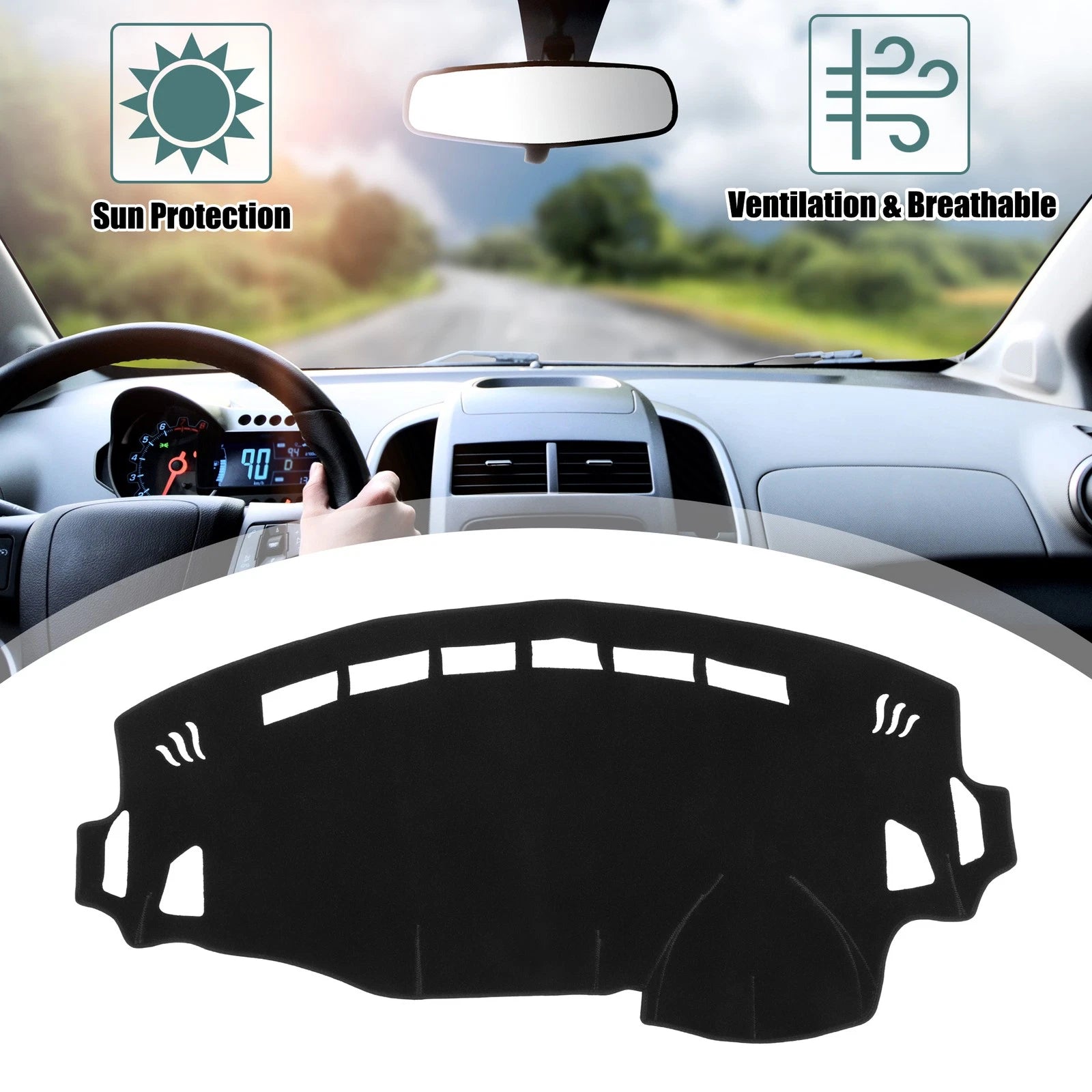 Dashboard Cover for Suzuki Spandia (2003–2017) Black Polyester Mat Protector